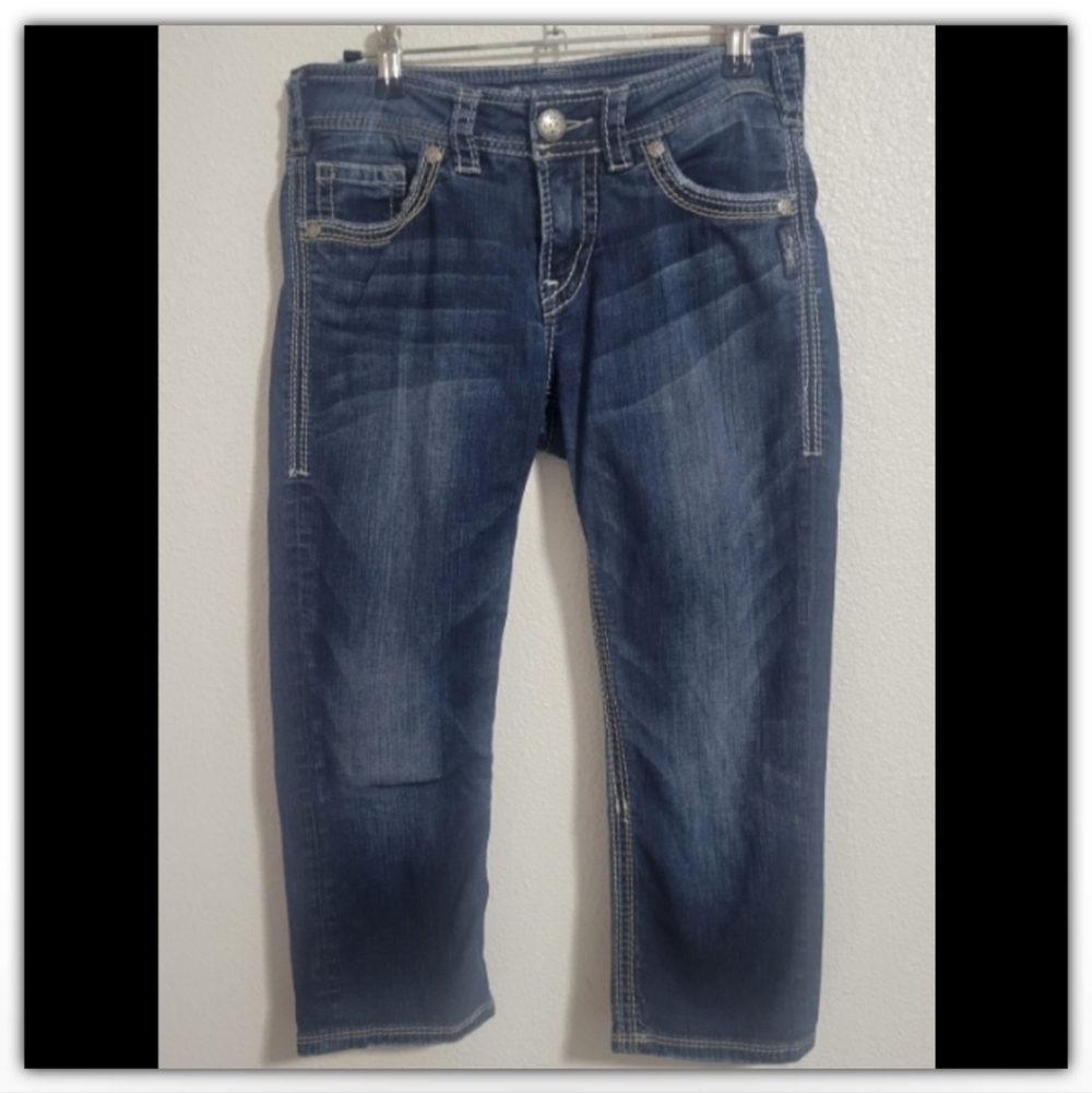 Silver Suki Surplus Capri jean shorts size 26